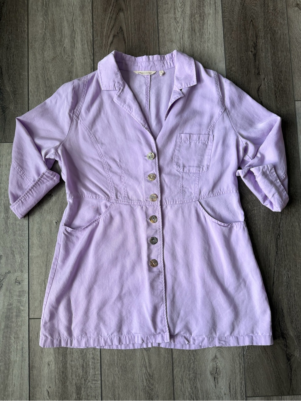 Soft Surroundings- 100% Tencel Lilac Button-Front Utility Tunic Jacket